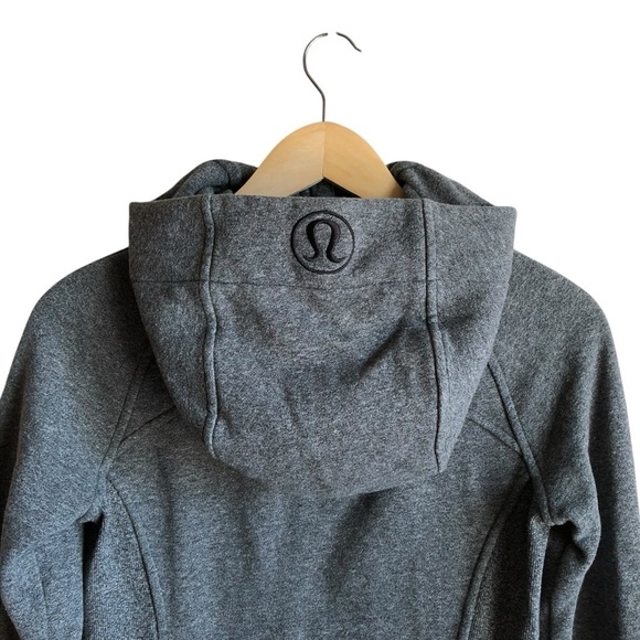 Lululemon Scuba Hoodie Light Cotton Fleece Size 2 Heathered Speckled Black Grey - Picture 12 of 16
